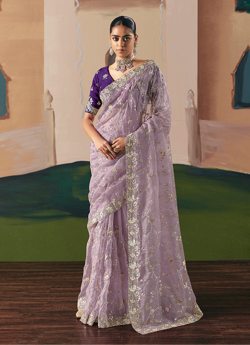 Lavender And Violet Bollywood Saree