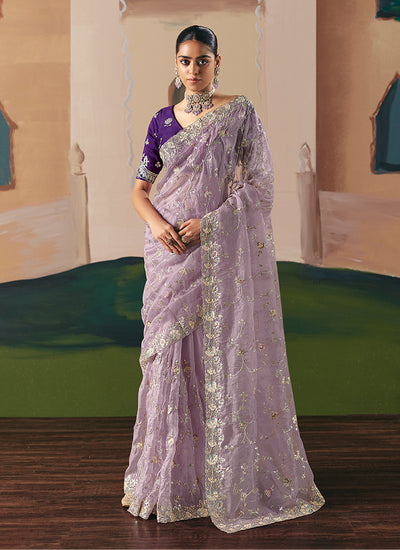 Lavender And Violet Bollywood Saree