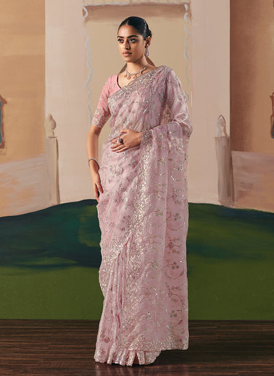 Blush Pink Bollywood Saree