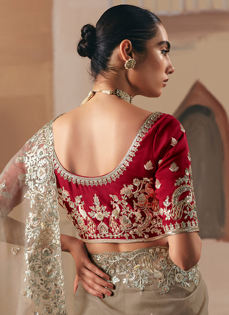 Shop Beige Ready To Wear Sari In Australia