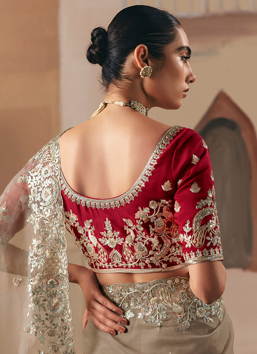 Shop Beige Ready To Wear Sari In Australia