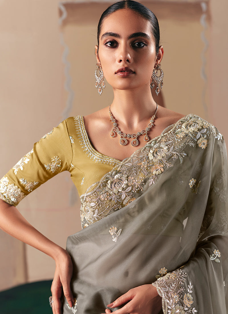 Shop Grey Reception Saree 
