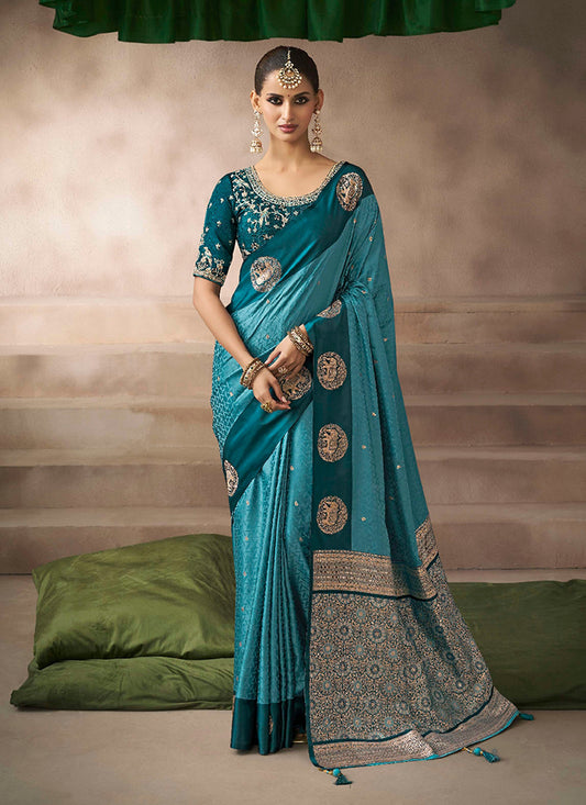 Turquoise Designer Saree