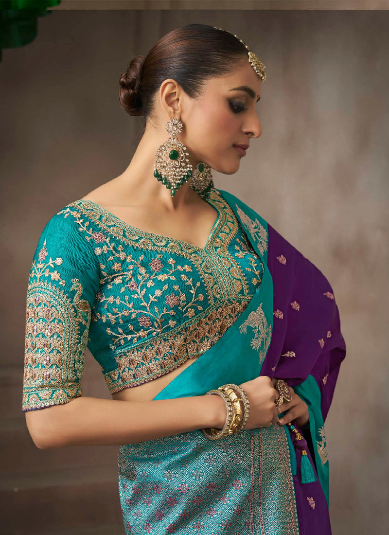 Purple And Teal Saree In UK