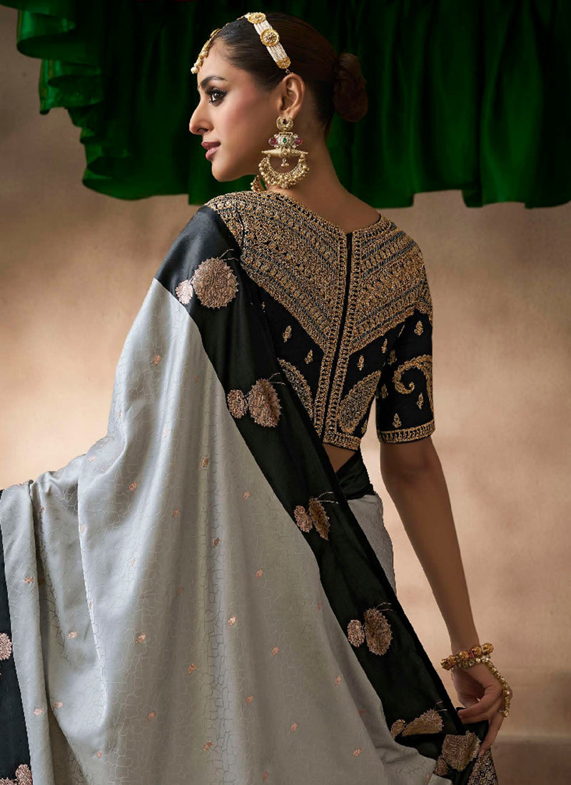 Grey And Black Bollywood Sari Online