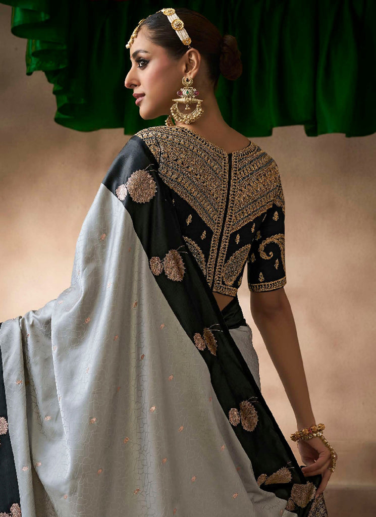 Grey And Black Bollywood Sari Online