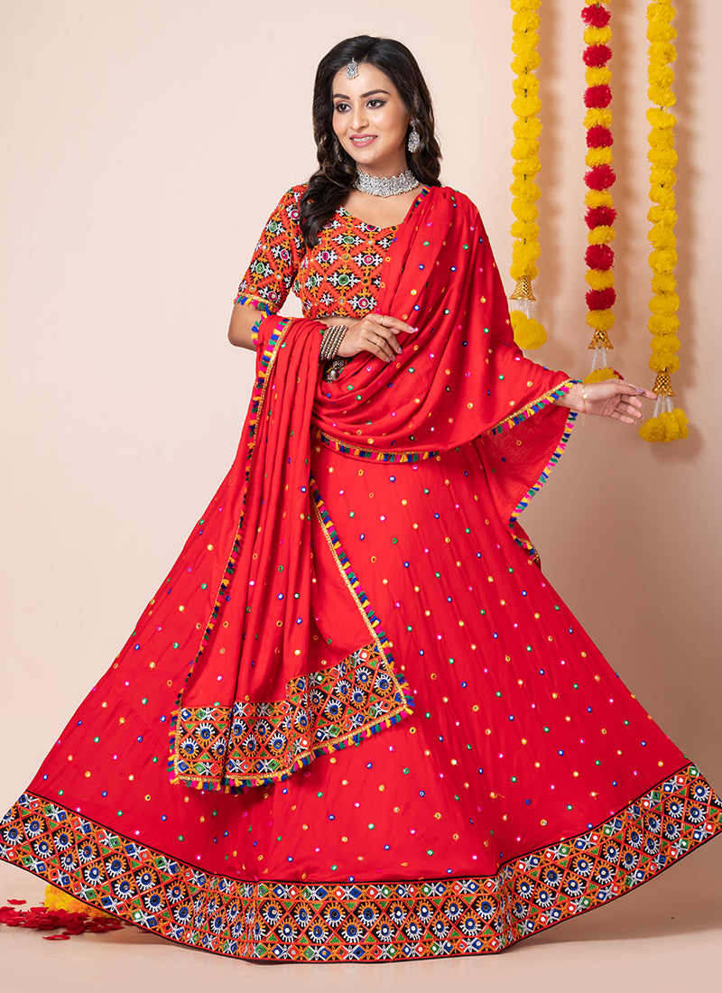 Shop Red Chaniya Choli For Navratri