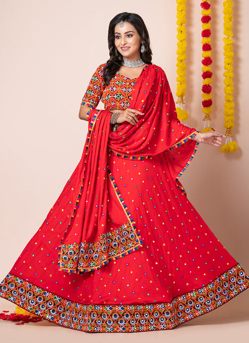 Shop Red Chaniya Choli For Navratri