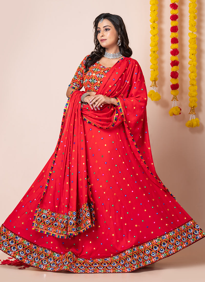 Buy Red Gujrati Lahenga Chaniya Choli