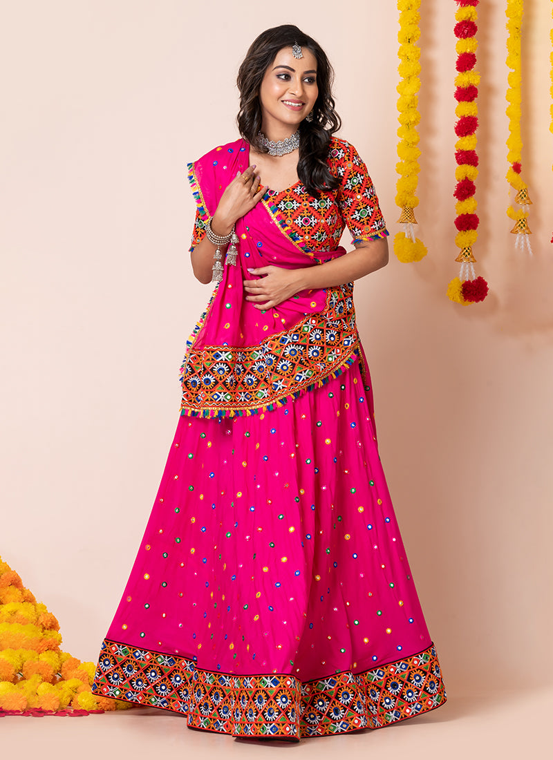 Magenta Multi Embroidered Chaniya Choli
