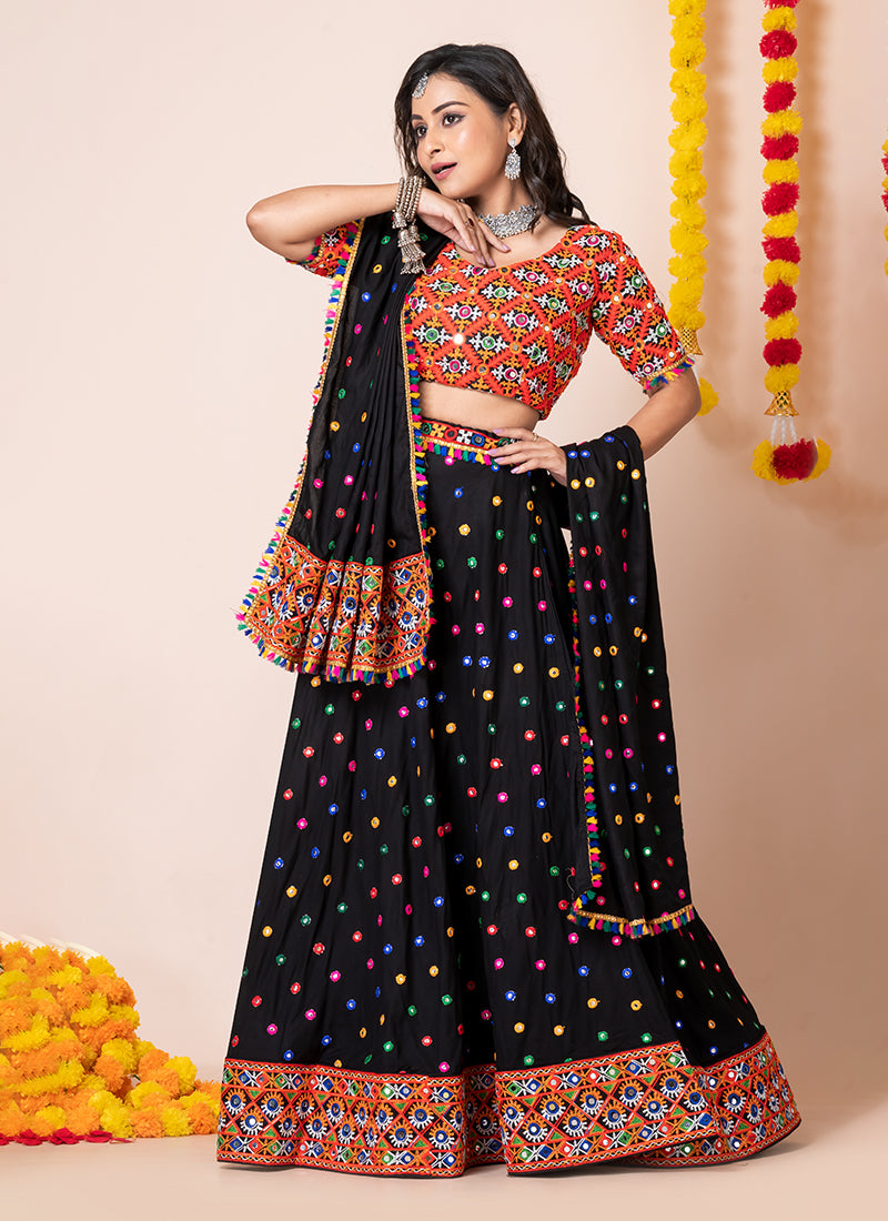 Black Multi Embroidered Chaniya Choli