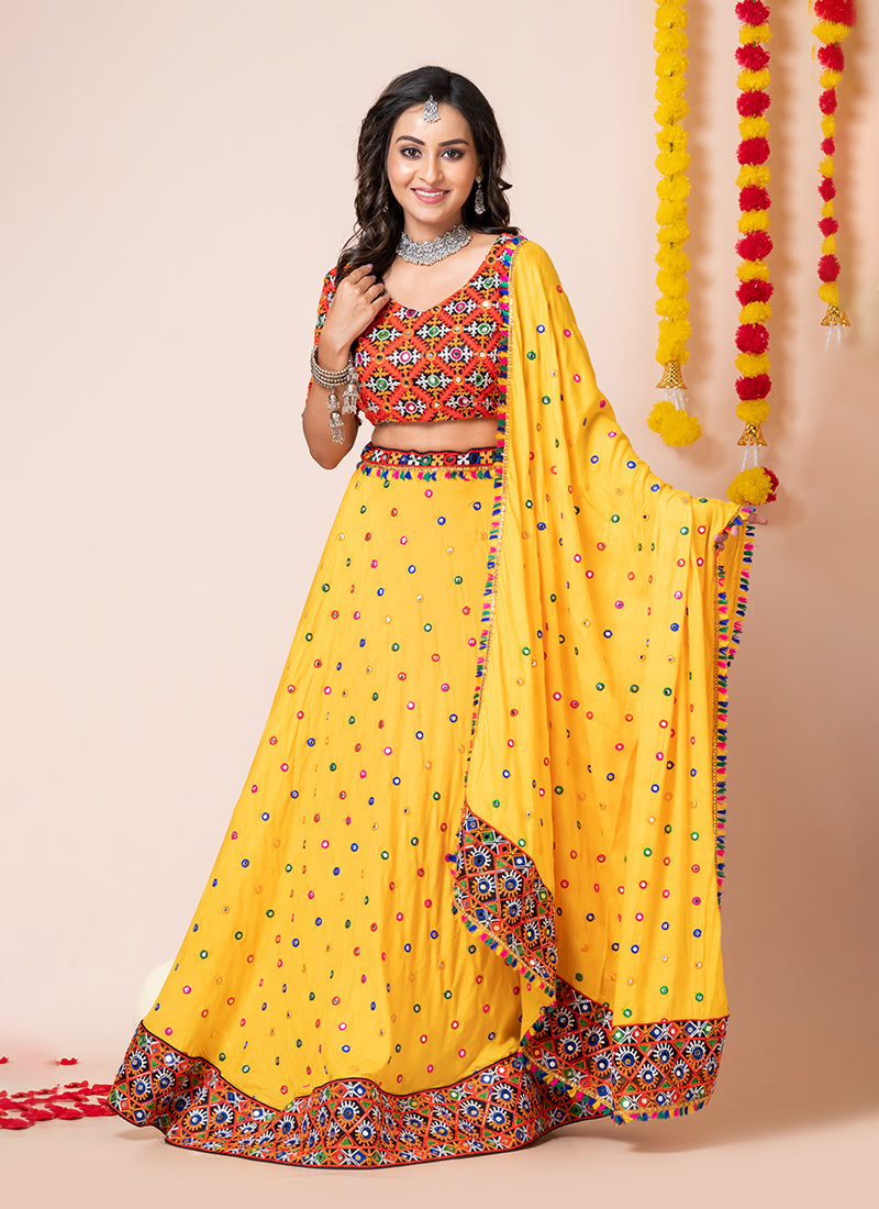 Yellow Multi Embroidered Chaniya Choli