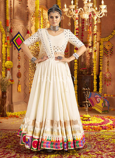 White Multi Embroidered Chaniya Choli