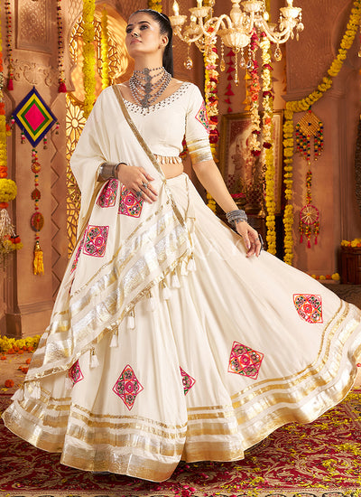 White Multi Embroidered Chaniya Choli