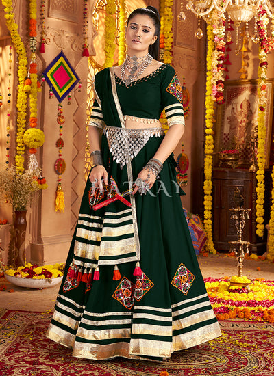 Green Multi Embroidered Chaniya Choli