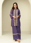 Shop Purple Embroidered Silk Co-Ord Set