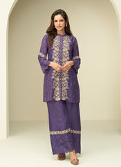 Shop Purple Embroidered Silk Co-Ord Set