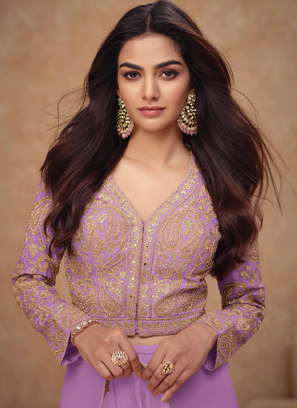 Lavender Embroidery Co-Ord Palazzo Set
