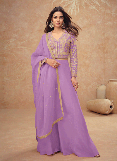 Lavender Embroidery Co-Ord Palazzo Set