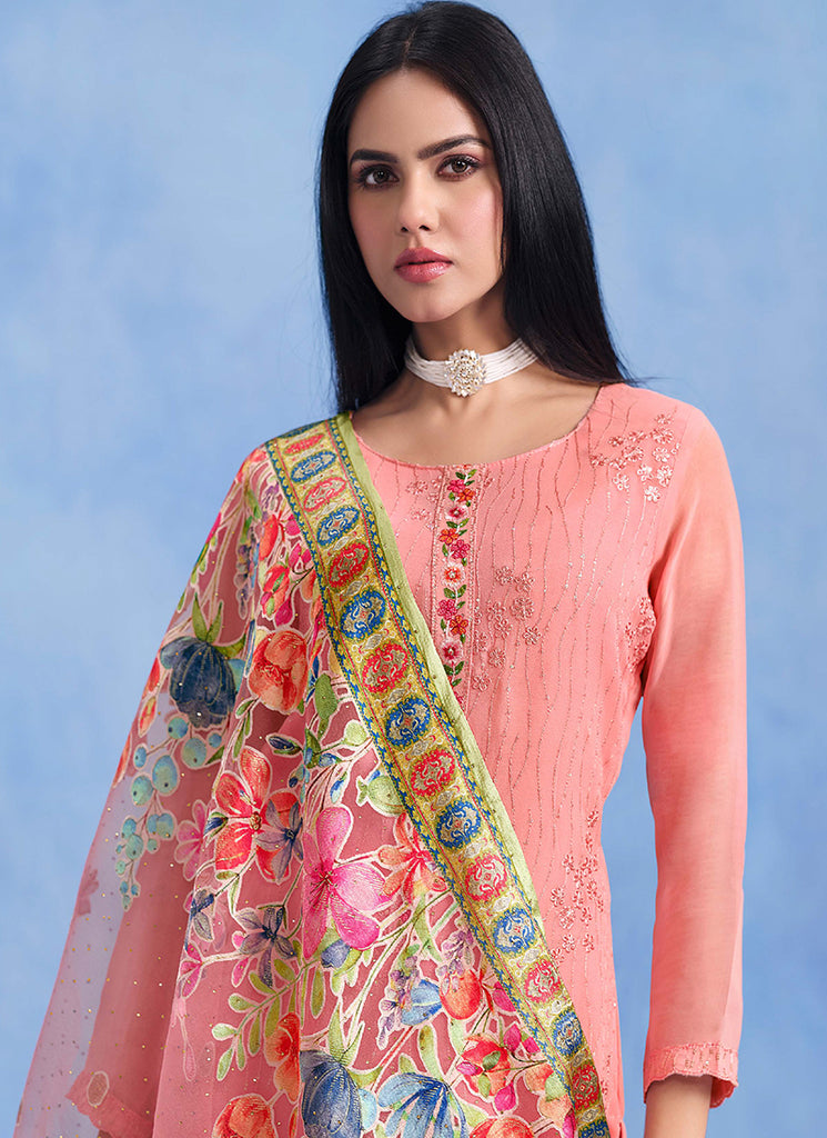 Buy Peach Salwar Kameez In USA