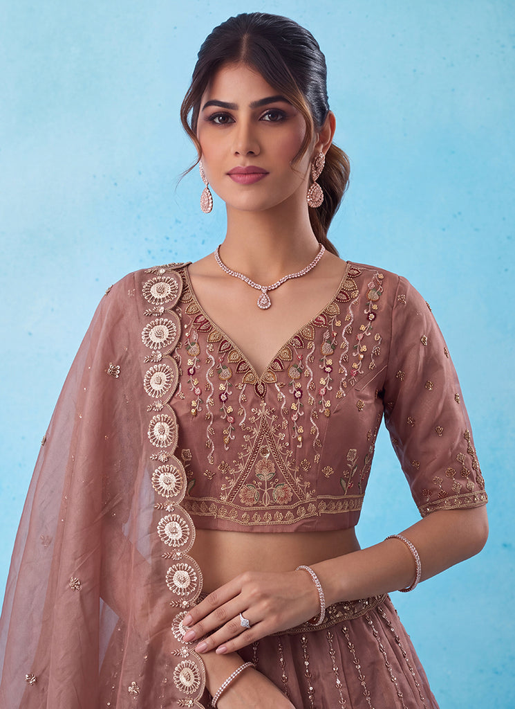 Buy Deep Rose Silk Lehenga Choli Online In UK