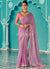 Lavender And Peach Embroidered Designer Saree