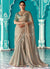 Beige And Teal Embroidered Designer Saree
