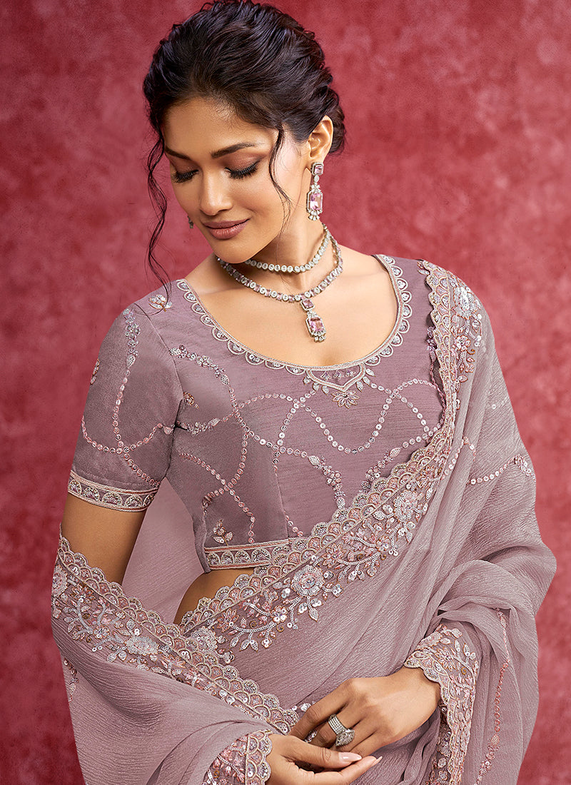 Buy Purple Latest Indian Designer Saree - HATKAY