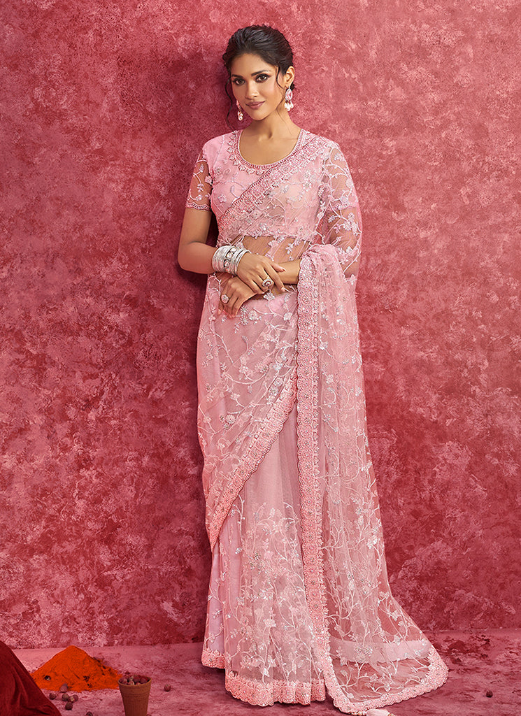Blush Pink Bollywood Saree