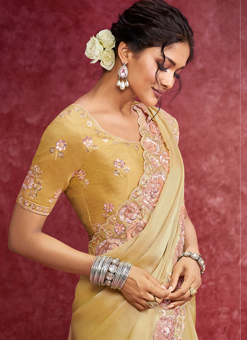 Buy Yellow Latest Indian Designer Saree - HATKAY