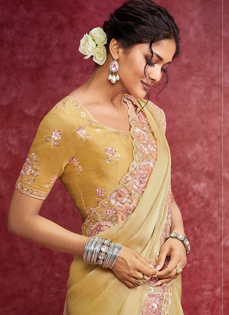 Buy Yellow Latest Indian Designer Saree - HATKAY