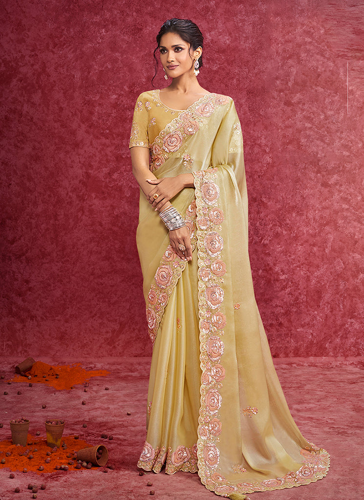 Lemon Yellow Bollywood Saree