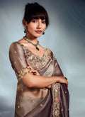Shop Brown Bollywood Silk Saree In Canada