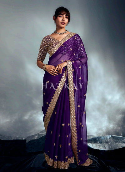 Shop Violet Designer Silk Saree