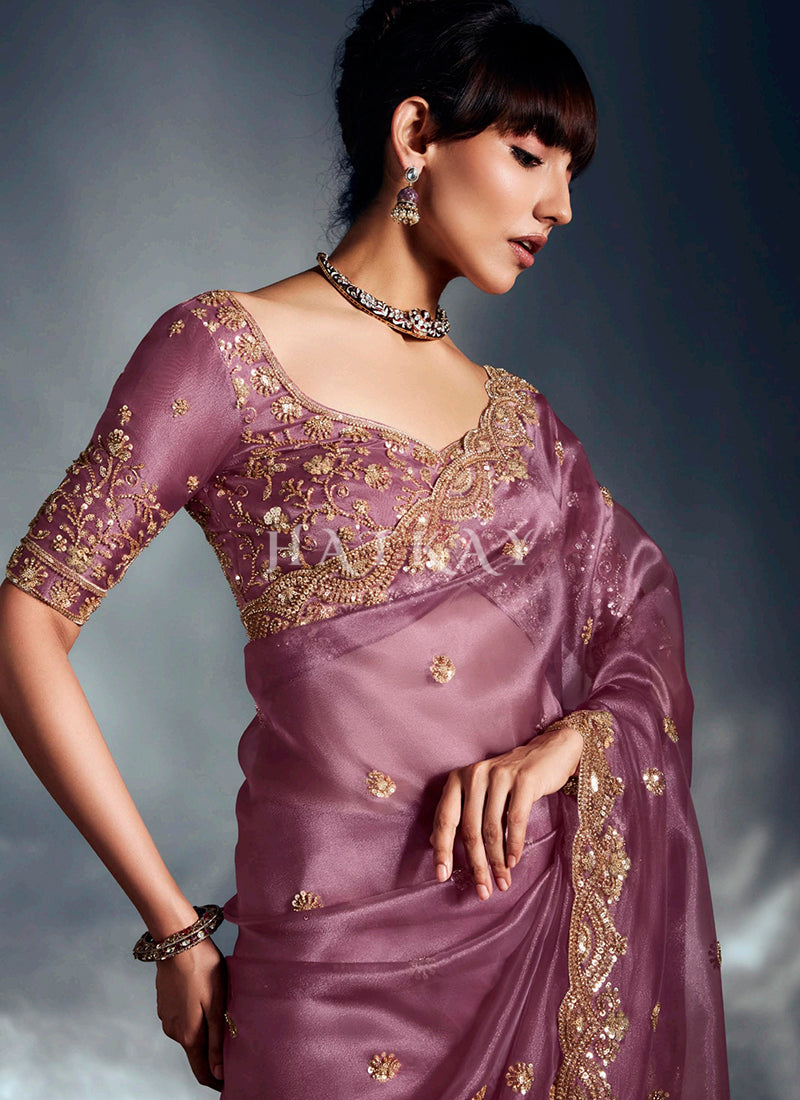 Buy Mauve Purple Saree Online