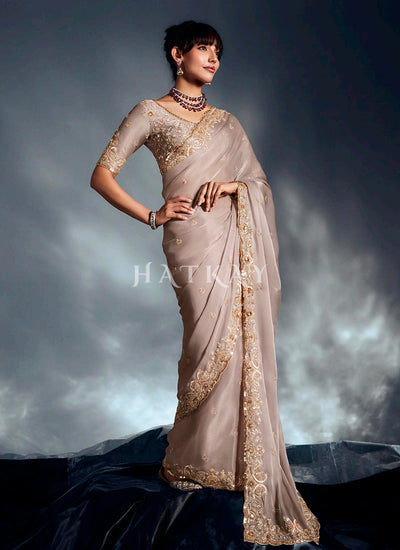 Shop Blush Pink Designer Silk Saree