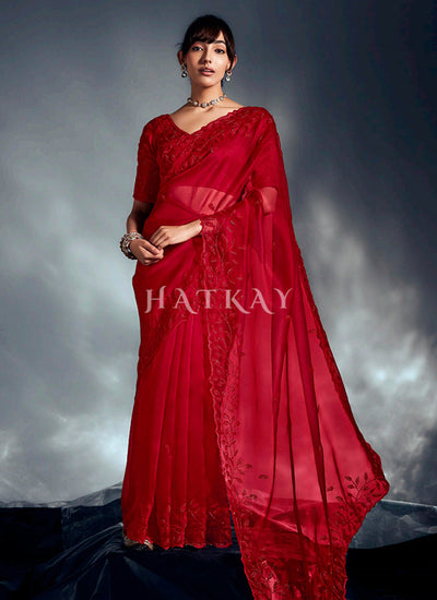 Crimson Red Designer Saree