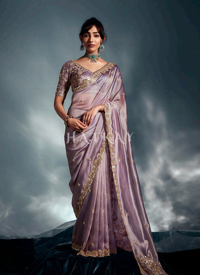 Shop Light Purple Designer Silk Saree