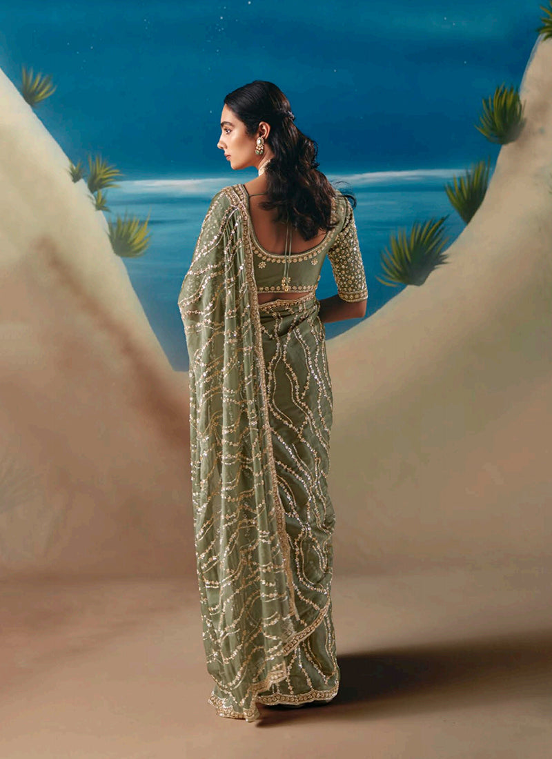 Green Partywear Saree Online