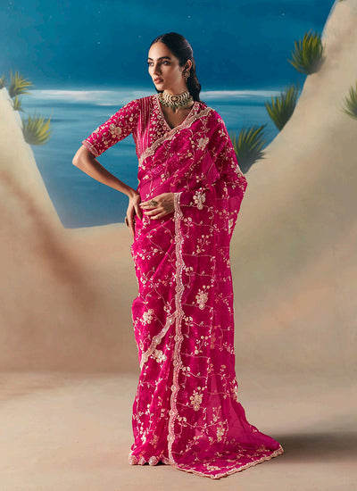Magenta Pink Designer Saree