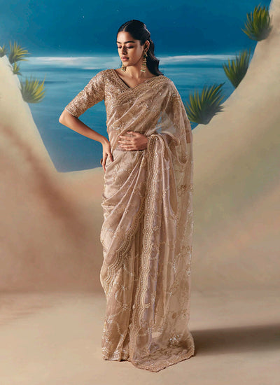 Champagne Pink Designer Saree
