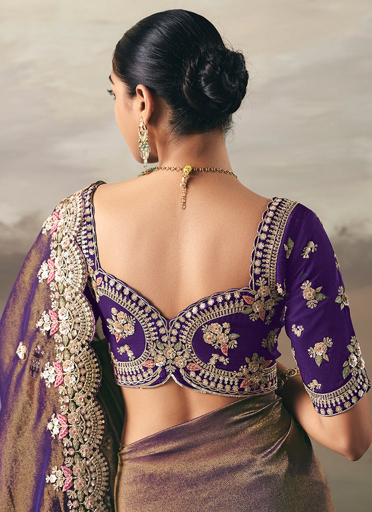Buy Purple Wedding Saree In France