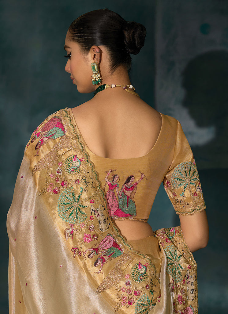 Buy Champagne Gold Silk Saree In Australia