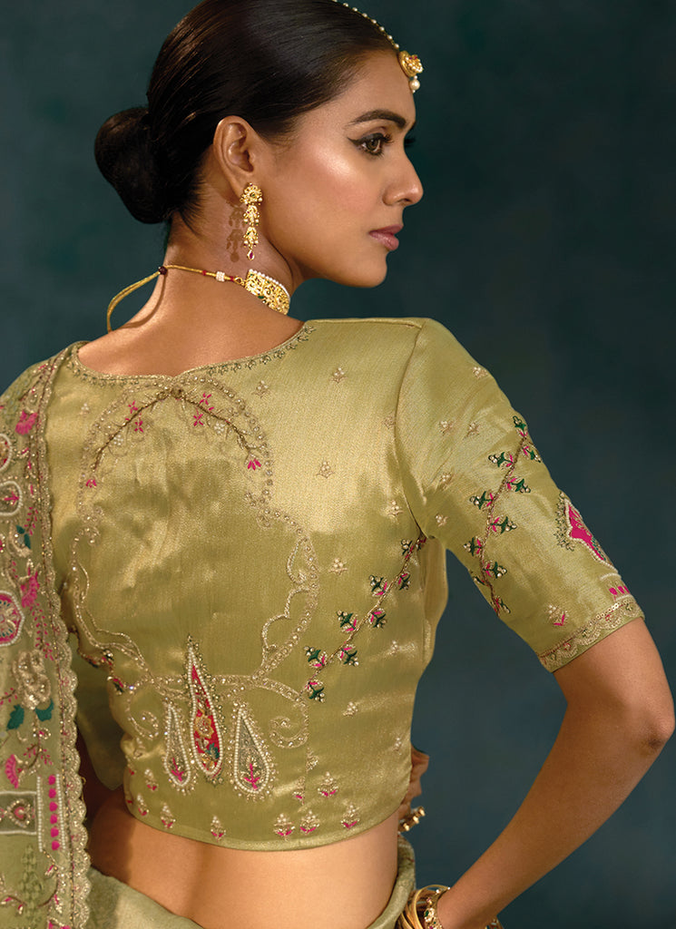 Buy Olive Green Saree In Canada