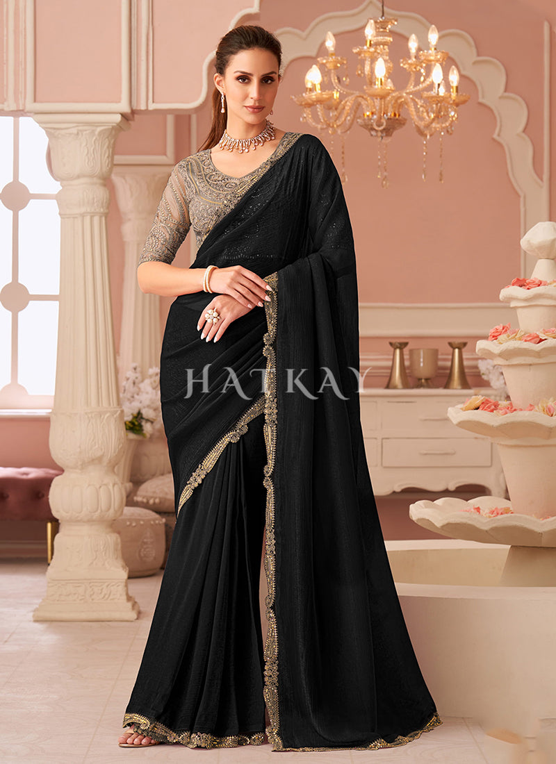 Black And Grey Saree