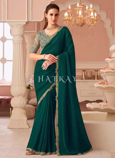 Green Two Tone Saree