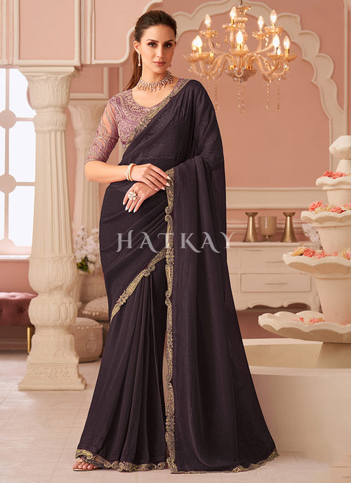 Deep Purple And Pink Saree