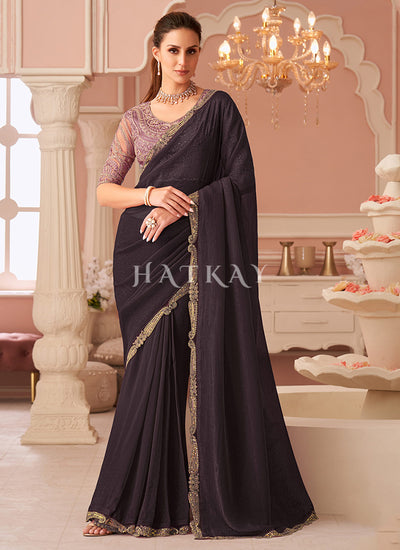 Deep Purple And Pink Saree