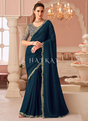 Turquoise And Blue Saree