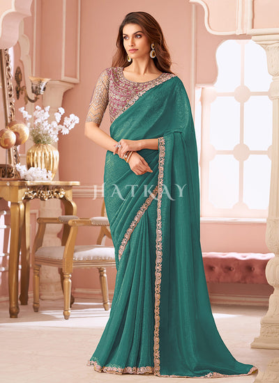 Green And Pink Saree